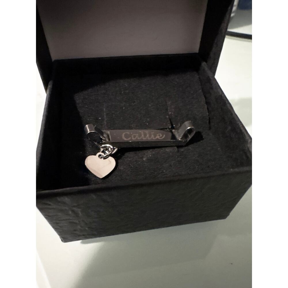 Stainless Steel Personalized Name Bracelet Engraved with "Callie" w/ heart charm